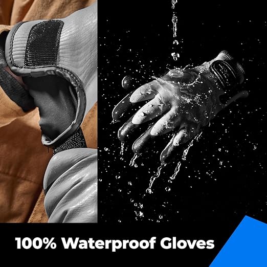 toolant 100% Waterproof Gloves Bulk for Cold Weather, 3 Pairs, Winter Work Gloves for Men Touchsreen, Warm Freezer Gloves, Thermal Insulated, With Grip, Grey, Lagre