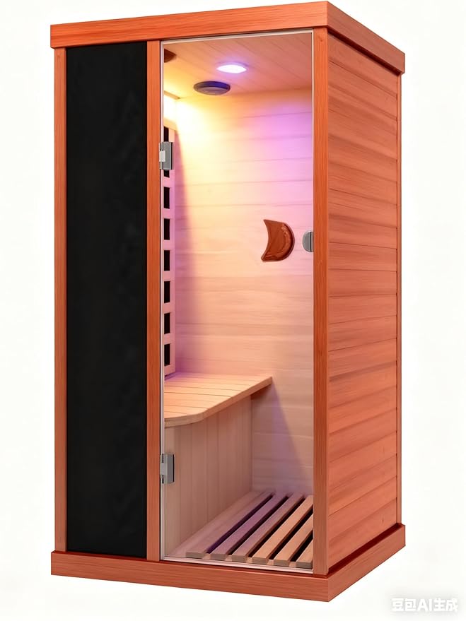 RIGO Home Far-Infrared Sauna Cabin 530W Single-Person Indoor Sauna Cabin, LoElectromagnetic Radiation Dry SaunaDimensions: 28.74 × 35.24 × 61.61 inches