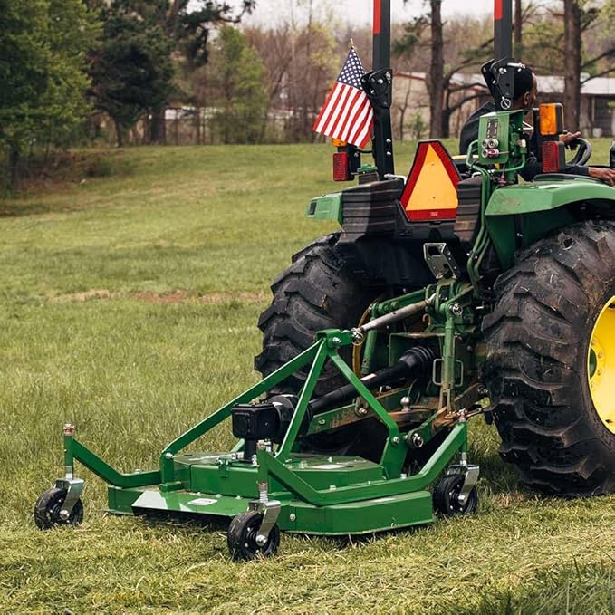 Titan Attachments 3 Point PTO Finish Mower, 60" Cutting Width, Category 1 Hitch, Rear Discharge, Requires 25-40 HP Tractor, Low-Noise Cast Iron Gearbox, Green Finish
