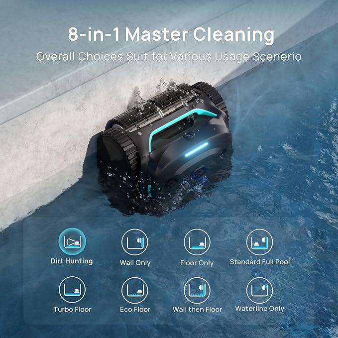 WYBOT C2 Vision AI Camera Cordless Pool Vacuum Robot for inground Pools, 8-in-1 Pool Cleaner, Ultra-fine Filtration, Brushless Motor Powerful Suction, Wall Climbing, Waterline Cleaning, Black Green