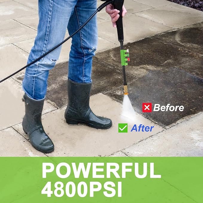 Pressure Cleaner 4800 PSI Power Cleaners Electric Powered with 33ft Pressure Hose, 4 Nozzle and Foam Cannon, Powercleaners for Home, Cars, Patio, Navy Blue