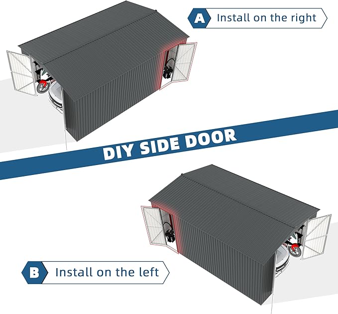 CHERY INDUSTRIAL.COM 13x20ft Outdoor Storage Shed Metal Waterproof Garden Tool Shed with Lockable Door Ventilation for Grass Cutter for Backyard Patio Storage Lawn Mower Bike