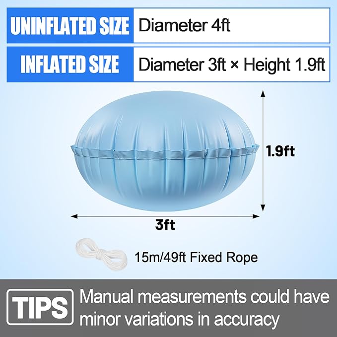 Pool Air Pillows for Above Ground Pools - 4ft Dia. Winter Closing Winterizing Kit with Ropes, Thicken PVC Ice Equalizer Support, Swimming Pool Patio Furniture Cover Airbag