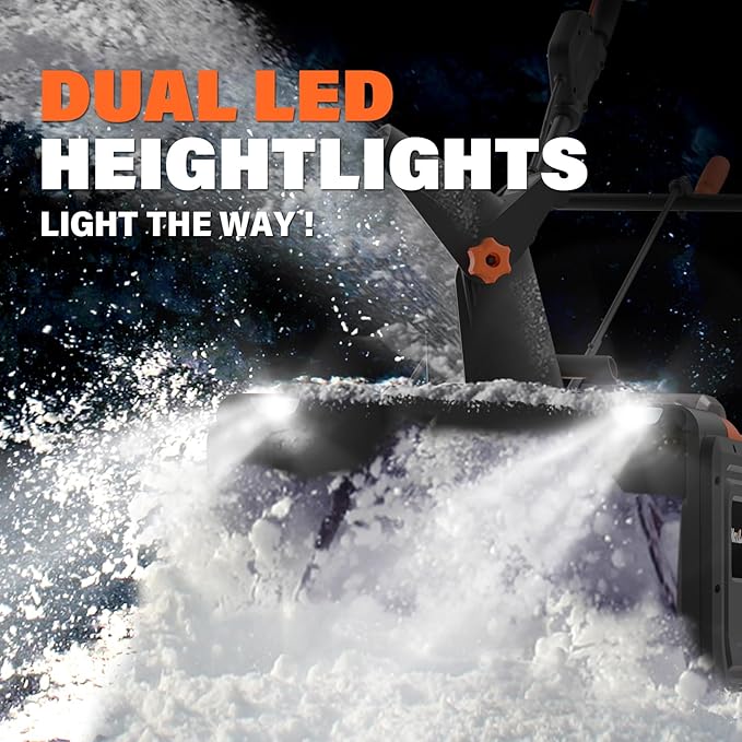 MAXLANDER Snow Blower Cordless, 40V 20-Inch Brushless Cordless Snow Thrower with Dual LED Lights, 180° Rotating Chute, Electric Snow Blower Battery Powered (2 x 4.0Ah Batteries and Charger Included)