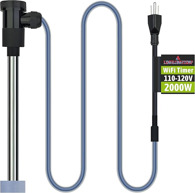 2000W Submersible Immersion Water Heater for Hot Tub & Pool – Portable Electric Heater with Wifi Timer Plug, and Auto Shut Off for Bathtub, Above Ground Pool, Baptism pool, and Baptistry