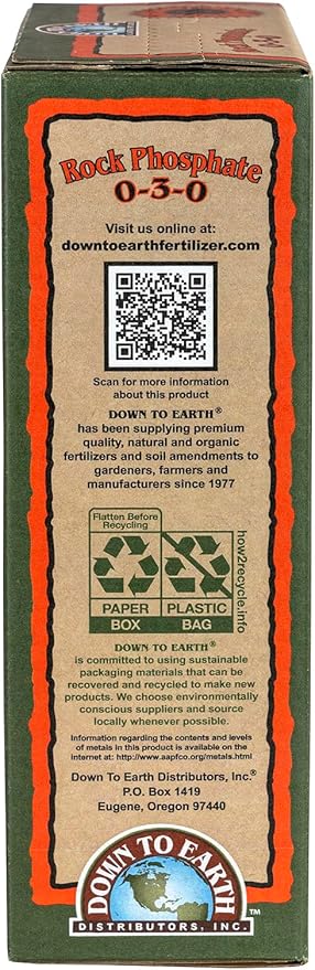 Down To Earth All Natural Fertilizers Organic Rock Phosphate Mix 0-3-0, 5 lb