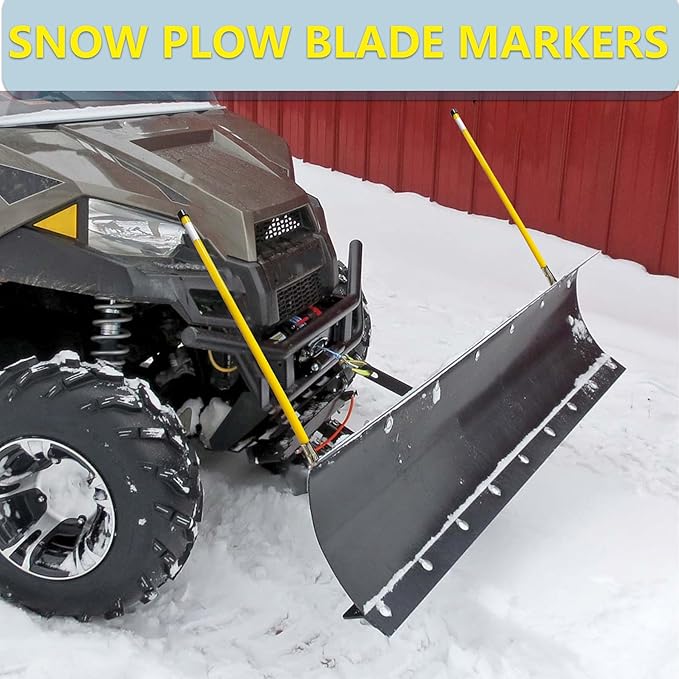 28" Yellow Snow Plow Markers Blade Guides 304 Stainless Steel Joint 3/4''Built-in Steel Wire Never Break for Blizzard Boss SNO-Way Western Snowplows Pickup Truck SUV UTV ATV