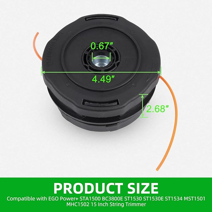 EGO Power+ AH1530 AH1531 Trimmer Head Replacement Rapid Reload Plus (Anti-Clockwise) for EGO 15-Inch String Trimmer Models BC3800E ST1530 ST1530E ST1534 MST1501 MHC1502