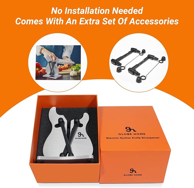 Professional Knife Sharpener for Kitchen, 3-Action Blade Sharpener with Tungsten Carbide, Auto Adjustable Brushed Stainless Steel Manual Sharpener for Serrated, Beveled, Standard Blades