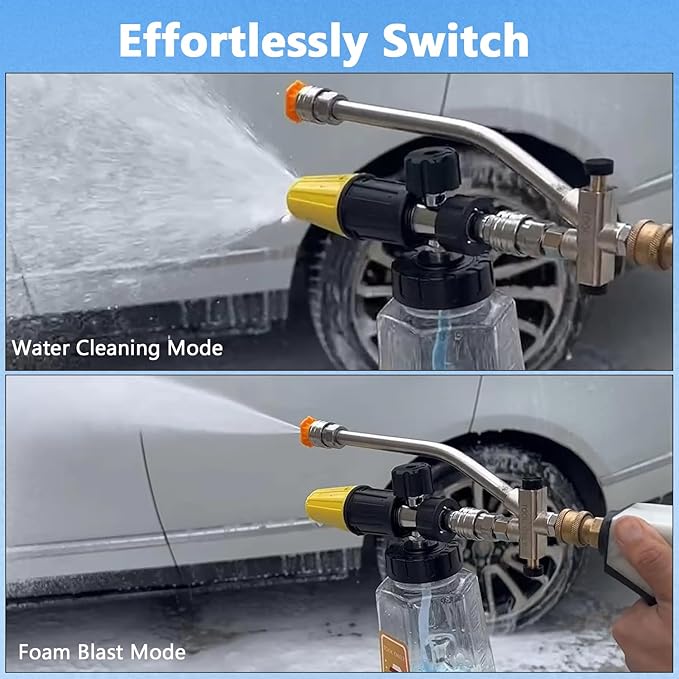 Pressure Washer Foam Cannon Accessory, Dual-Connector for Foam Sprayer with 7 Pressure Washer Tips, Car Wash Sprayer with 1/4" Quick Connect, Foam Cannon Dual Connector Accessory