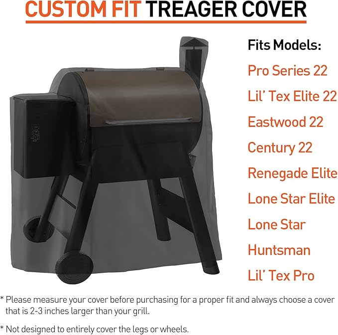 Arcedo Pellet Grill Cover Compatible with Traeger Pro 22 Series - Waterproof Wood BBQ Smoker Protector for Century 22, Eastwood 22, Pro 575, Lil' Tex Elite 22, Heavy Duty Polyester Grilling Covers