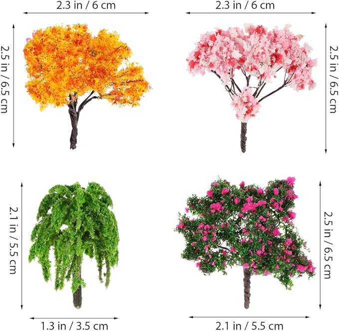 VICASKY 12Pcs Model Trees Fairy Garden Accessories Mini Miniature for Crafts Diorama Ho Scale Pine Simulation Tree Hobby Train Christmas Building Ornaments Fake DIY Craft Landscape Scenery Natural