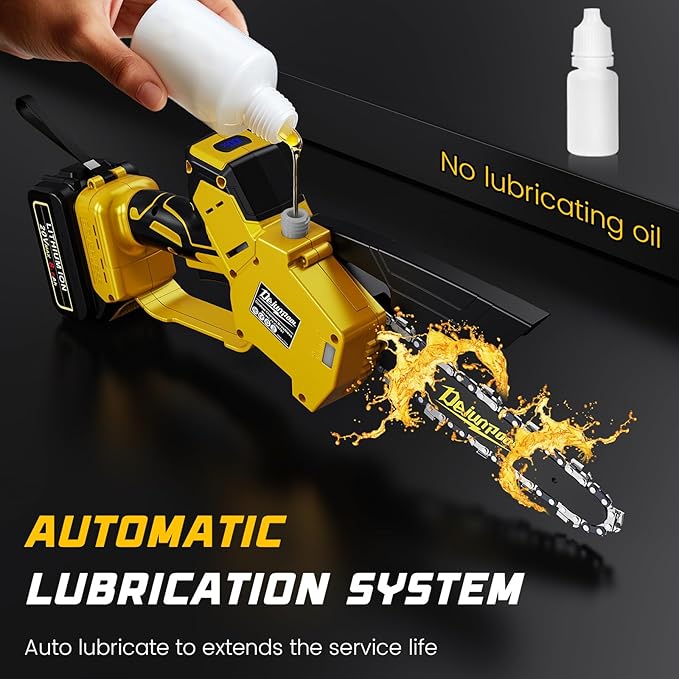 Cordless Mini Chainsaw Compatible with Dewalt 20V MAX Battery (NO Battery), 6 Inch & 8 Inch Small Electric Chainsaw Brushless, 2 x 6'' Chains + 2 x 8'' Chains, Auto Oiler, Handheld Pruning Chain Saw