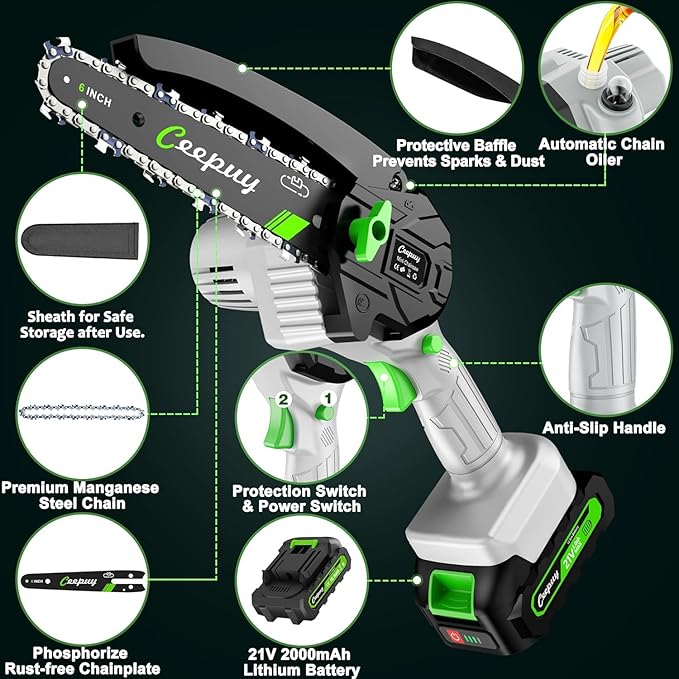 Mini Chainsaw Cordless 6 Inch, Electric Saw Gifts for Men Dad Husband Gardener, Cool Gadgets for Men 2025, Stocking Stuffers for Adults Christmas Gifts Dad Him Mothers Mom Women