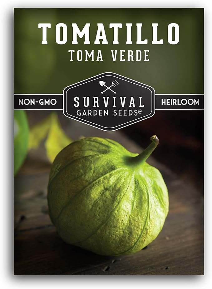 Survival Garden Seeds - Toma Verde Tomatillo Seed for Planting - Packet with Instructions to Plant and Grow Green Salsa Vegetables in Your Home Vegetable Garden - Non-GMO Heirloom Variety