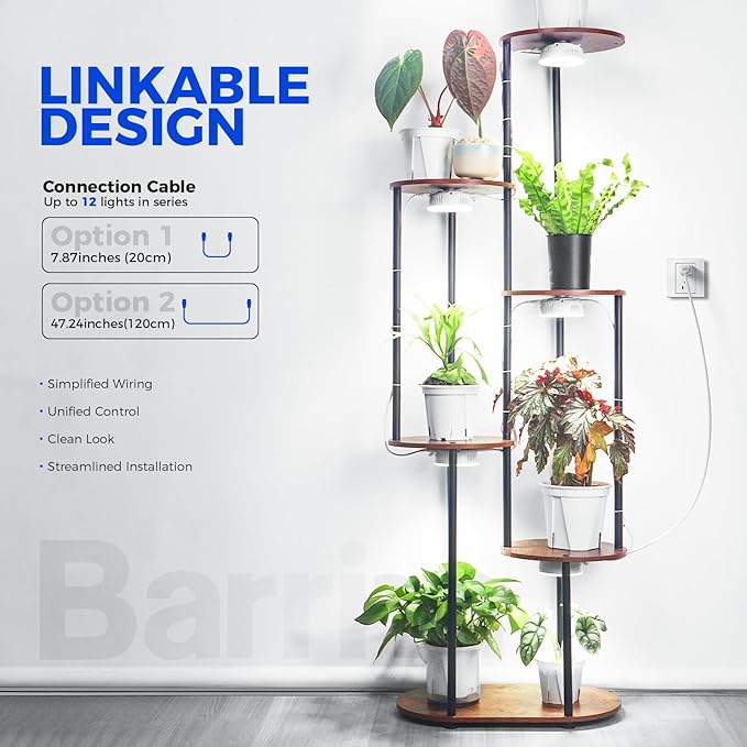 Barrina Orbgrow OG09 Puck Grow Light, 5000K 36W(4 x 9W, 540 Watt Equiv), Full Spectrum Plant Light for Indoor Plants, Magnetic & Linkable with Timer, 5 Levels Dimmable for Plant Shelf, 4 Packs