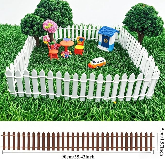 Miniature Fairy Garden Fence 35 Inches,Fairy Garden Accessories Outdoor Wood Picket Fence,DIY Flowerpot Decoration DIY Wood Picket Fence, Miniature Garden Decoration Mini Ornament for Dollhouse
