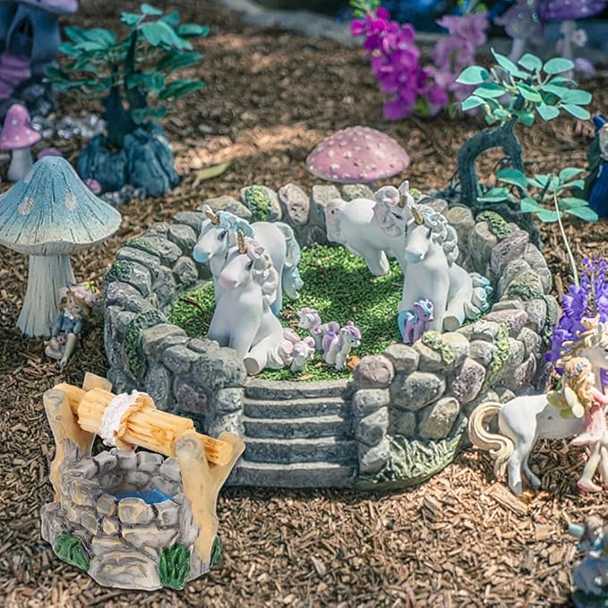 Garneck 24pcs Miniature Well Ornaments Fairy Garden Crafts Micro Statues for Scene Decor and Miniature Landscape Accessories