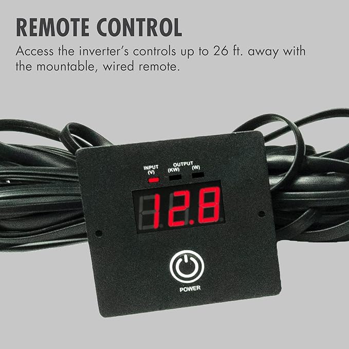 Wagan EL3732 1250W Slimline Plus AC to DC Power Inverter 1250 Watt TrueRated Continuous 2600 Watt Surge Power DC 12V to AC 110V Illuminated Display 2 AC Outlets and 2A USB Charging Port
