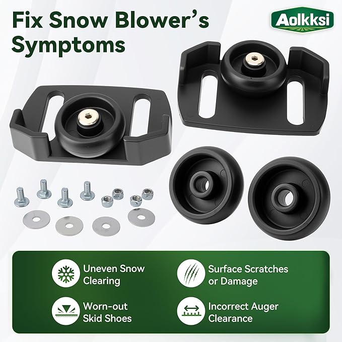 2 pack 490-241-0038 Snow Blower Rolling Skid Shoes for Craftsman MTD, Arnold Troy-Bilt Cub Cadet Yard-Man Ariens, Fits Most 2-Stage and 3-Stage Snow Thrower Snowblowers