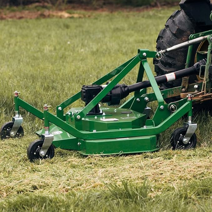 Titan Attachments 3 Point PTO Finish Mower, 60" Cutting Width, Category 1 Hitch, Rear Discharge, Requires 25-40 HP Tractor, Low-Noise Cast Iron Gearbox, Green Finish