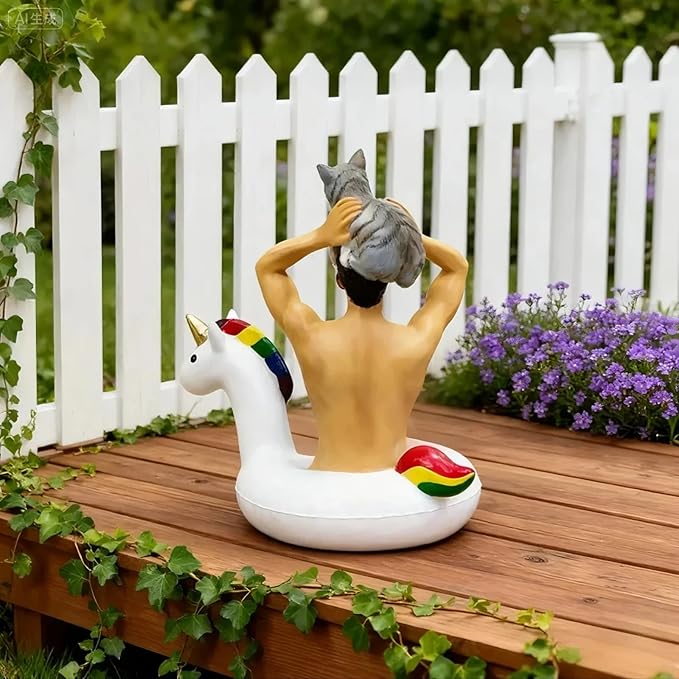 Garden merman Unicorn Statue - Outdoor Garden Decor, Figurine Ornament for Indoor Outdoor Home Patio Yard Lawn, Gift for Mom,Ladies,Housewarming, Party Favor - Resin Craft for Yard & Tabletop Display