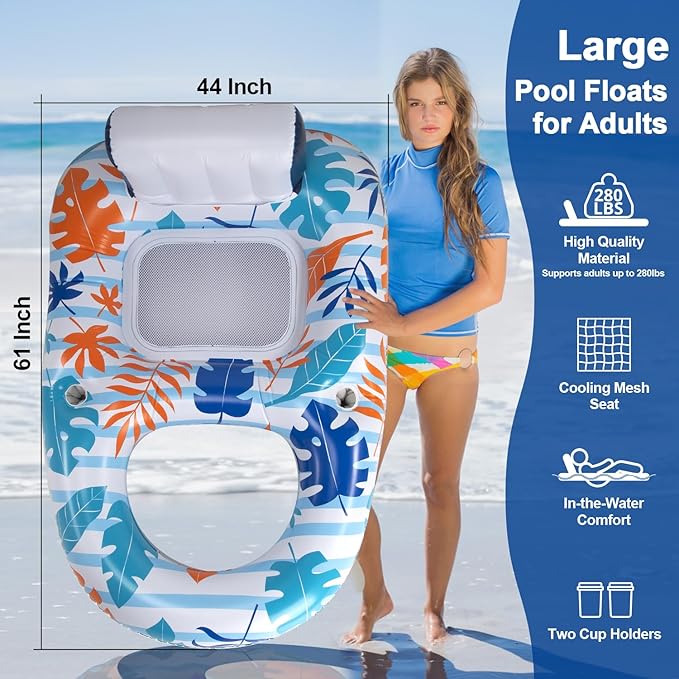 OOOPSIUN Inflatable Pool Floats Lounger Adult - Water Swimming Pool Float Lounge Raft for Pool Party Supplies/Beach/Lake/Tanning Floats