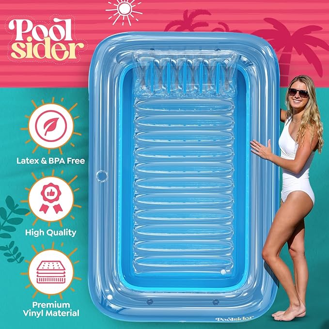 Premium Inflatable Tanning Pool Lounger | Inflatable Tanning Bed for Adults - 4 in 1 Multipurpose Suntan Tub | Pool Floats Adults, Inflatable Pool Float | Tanning Float - Sunbathing Pool Raft