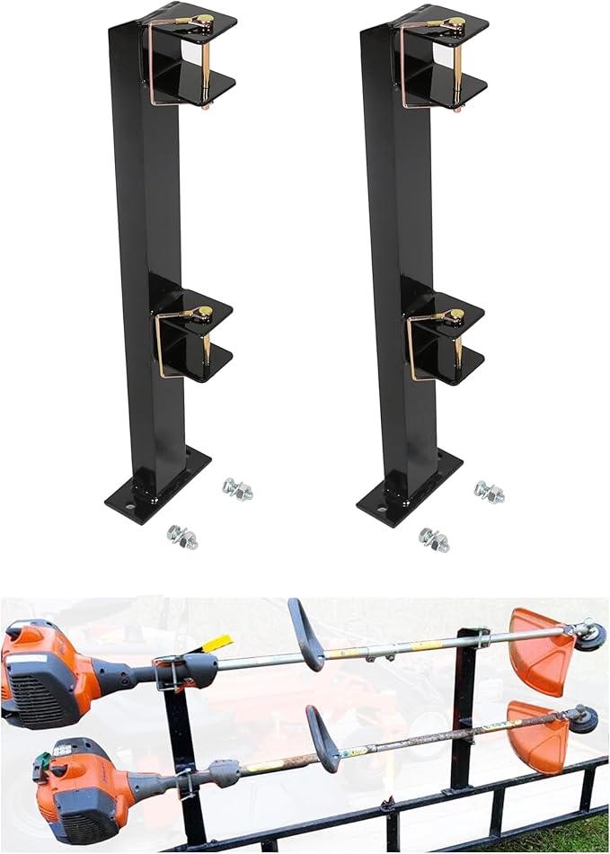 ECOTRIC 2 Place Weeder Trimmer Racks Holders Hold Two for Trailer Truck Tree Trimmers Edgers Pole Saws Powercoated Steel