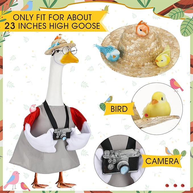 Geyoga Goose Outfit for 23 Inch Cement Plastic Porch Bird Watching Theme Goose Clothe Gift for Bird Lovers Outdoor Yard Lawn Garden Costume