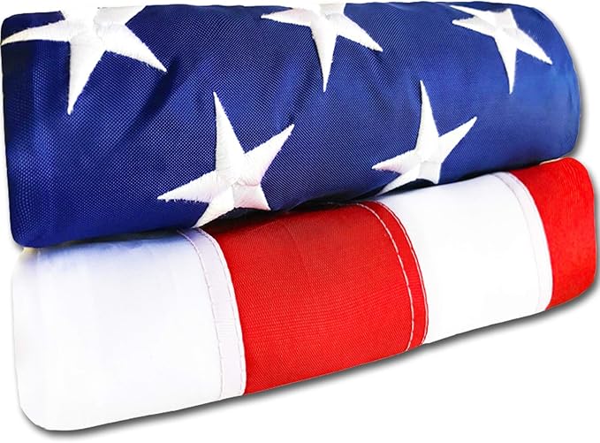 American Flag - Heavy-Duty US Flag - Embroidered Stars - Nylon USA Flag Built for Outdoors - Sewn Stripes - UV Protection - Brass Grommets (5x8 ft)
