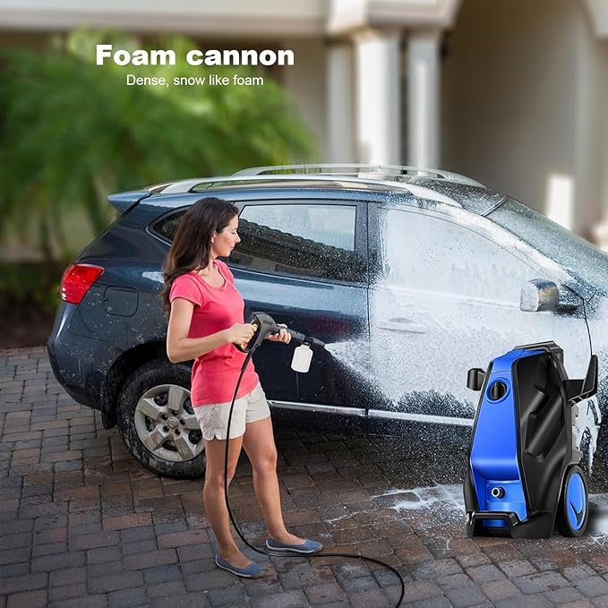 5000 PSI Pressure Washer with 33FT Hose Power Washers Powered Professional High Pressure Cleaner Machine, Foam Cannon, 4 Tips, powerwashers for Home Cars, Blue