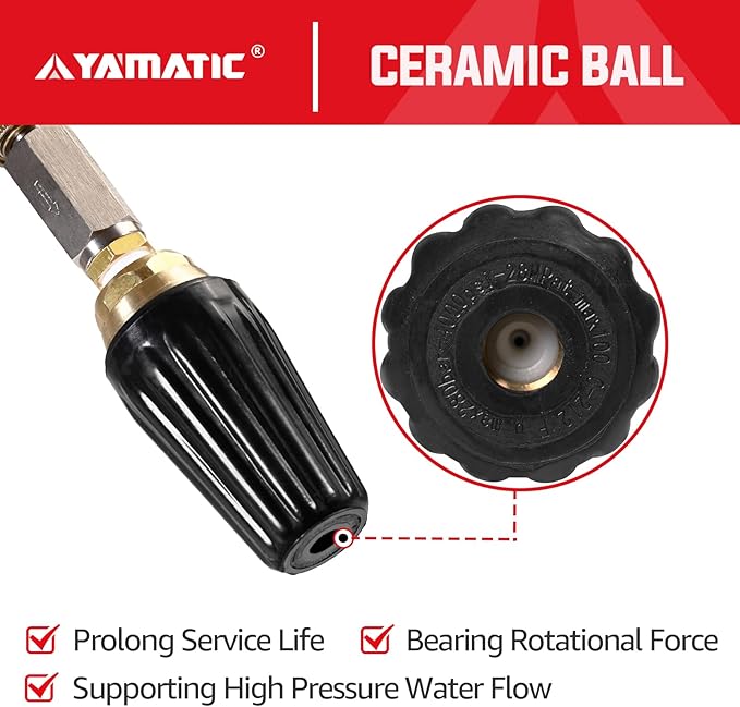 YAMATIC Pressure Washer Turbo Nozzle with Stainless Steel Filter, 4000 PSI Power Washer Turbo Tips with 1/4" Quick Connect, 360 Degree Rotating Nozzle Replacement For MTM, Ryobi, Simpson, and More