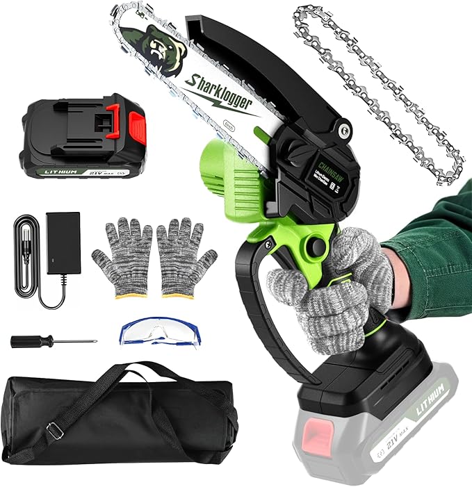 Mini Chainsaw, 6-inch Cordless Electric Mini Chainsaw, Portable Handheld Chain Saw for Tree Pruning Shearsand Garden Maintenance, Best Father's Day Gift for Men Dad Husband(Green)