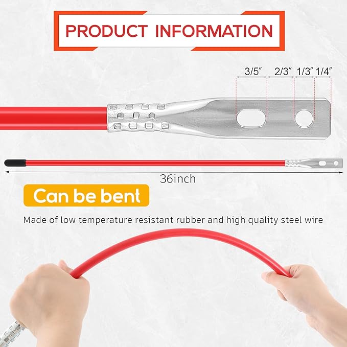 Lasnten 4 Pcs 36 Inch Snow Plow Blade Markers Guide Kit Steel Wire Inside Bolt on Bumper Guides High Visibility Easy Installation for ATV Western Snowplows(Red)