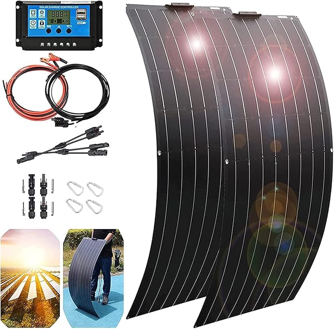 1200 Watt Flexible Solar Panel for RV, 2 × 600 Watt 12 Volt Solar Power Panel Kit with 40A Solar Charge Controller Monocrystalline Solar Panels for Camping Off Grid Car Battery Charging Boat