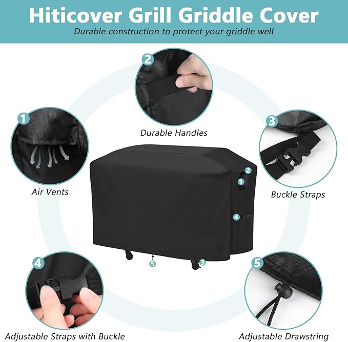 Grill Cover for Nexgrill Daytona 720-1057 3-Burner Griddle, 60 Inch Waterproof Outdoor BBQ Griddle Cover - 60 x 28 x 34 Inch