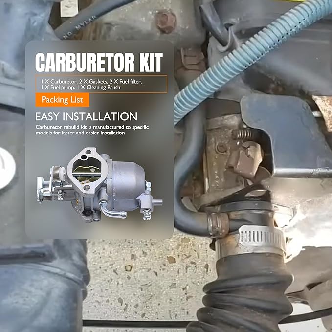 Carburetor with Fuel Pump & Filter Compatible With Kawasaki Engine EZGO RXV, 2010-2015 TXT, 2010-2014 Valor ST 400 MPT 800 Refresher 1200 Cushman 280 Commander 2200 Bellhop, Carb for 13HP FJ400D