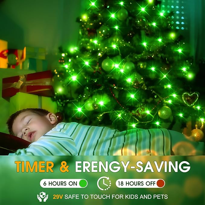 KNONEW 403FT 1000 LED Christmas String Lights Outdoor Green Wire Fairy Light 8 Modes & Timer Plug in Waterproof LED String Lights for Xmas Yard Tree Wedding Party Holiday Decorations(Green)