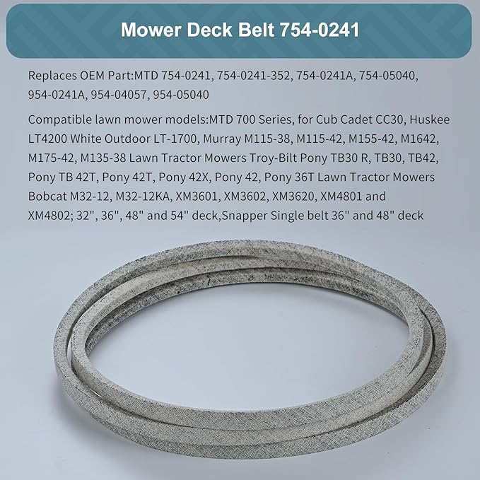 5/8 x 35'' Mower Drive Belt 954-05040, 754-0241, 754-0241A, 754-0241-352,954-0241A, Kevlar Lawn Mower Drive Belt for MTD, Cub Cadet, Troy-Bilt, Craftsman (754-0241)