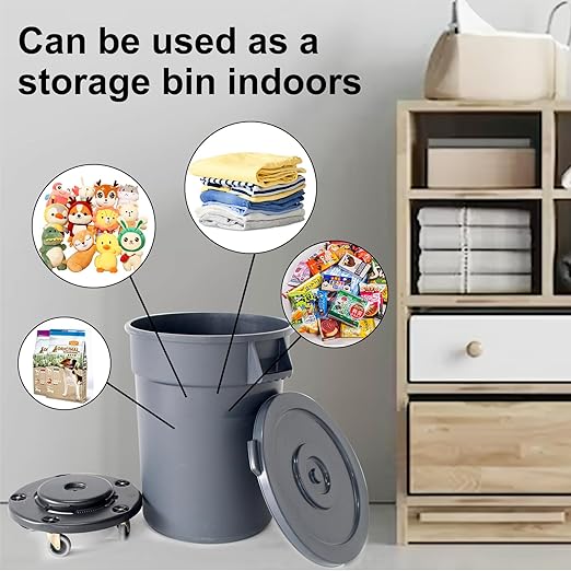 32 Gallon Outdoor Trash Can, Outdoor Trash Can with Lid and Wheels, Commercial Trash Cans Suitable for Restaurants, Kitchens and Courtyards