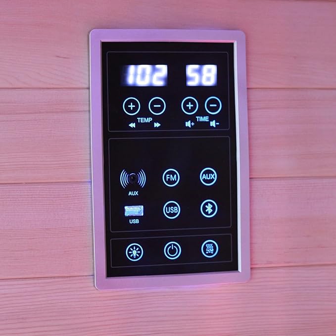 Low EMF Far Infrared Sauna for 1 Person, Canadian Hemlock Wood Sauna Room with Tempered Glass Door, WiFi Control, 110V, 7 Infrared Heaters, 1850W, Reading & 7-Color Starry Light, Oxygen Bar, Speaker