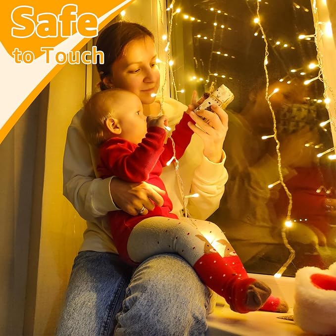 Ollny Christmas Lights Outdoor 400LED 131FT, Warm White Fairy Lights with Remote 3 Timer, Plug in 8 Modes String Lights for Bedroom Indoor Outside House Party Xmas Decorations