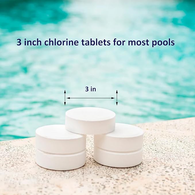 PROFELIZ 3 Inch Pool Chlorine Tablets, Slow-Dissolving Spa Sanitizer Eliminate Bacteria Algae Stabilized Chlorine for Swimming Pools Hot Tubs Spa Treatment (20lbs)