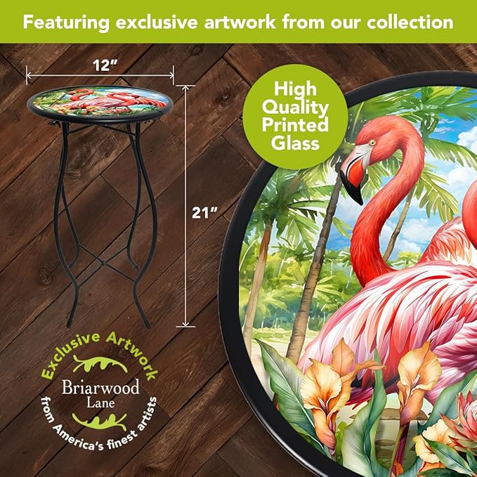 Briarwood Lane Flamingo Pair Cast Iron/Glass Plant Stand