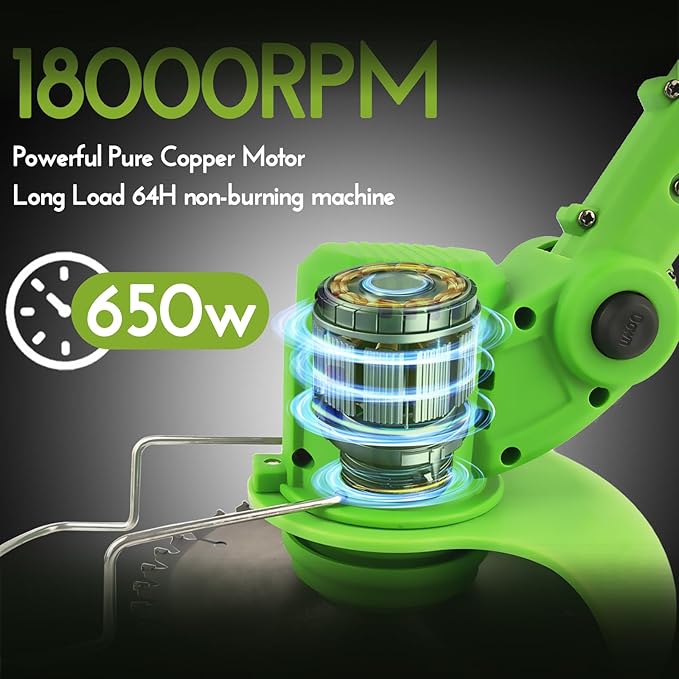 Cordless Weed Wacker, 21V Electric Grass Trimmer with 2 Battery and Charger 5 Types 26Pcs Blade 3 in 1 Weed Eater Lawn Edger Brush Cutter for Lawn Yard Garden