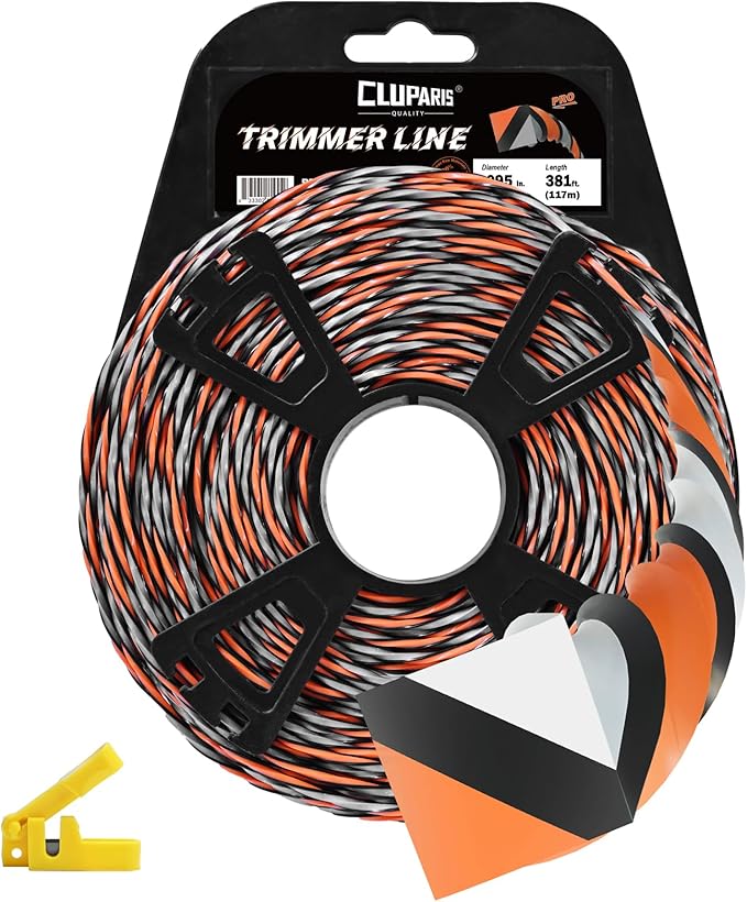 Cluparis 305-Feet Super Heavy Duty Trimmer Line .105-Inch-by-1-Pound Twist Pro Trimmer Line Bulk 3-Component Tri-Extrusion Weed Eater String with Super Line Cutter