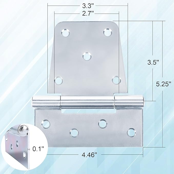 Heavy Duty Gate Hinges 3.5 inch 4 Pack Extra Thick Industrial T Hinges Barn Door Shed Door Hinges for Large Wooden Gates Wood Fence Outdoor - Zinc Iron Finish (Screws Included)