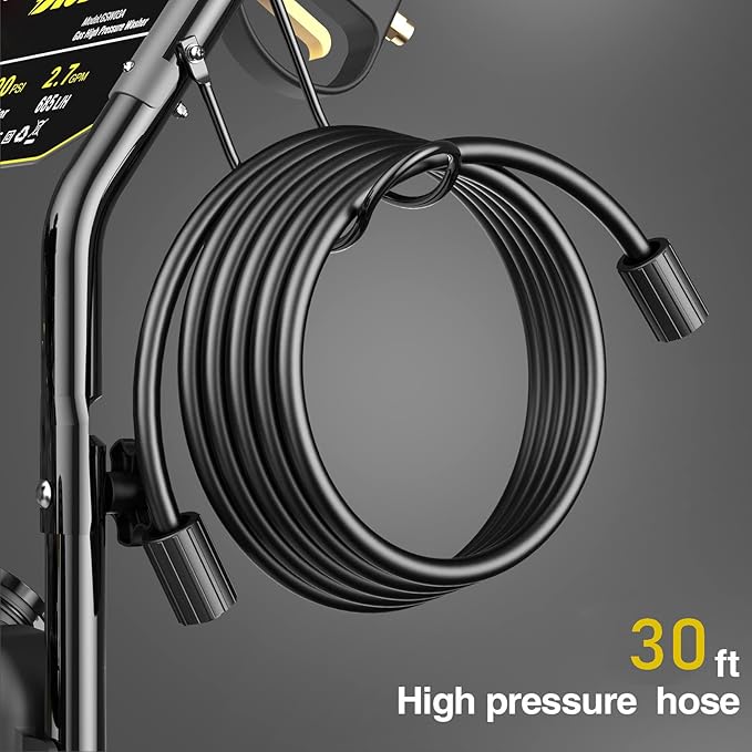 BLUBERY Gas Pressure Washer, 3600 PSI Pressure Washer，2.7 GPM Heavy Duty Power Washer, 30 feet Pressure Hose&Soap Tank,4-Stroke OHV 212cc Engine,Portable Industrial Style,Black