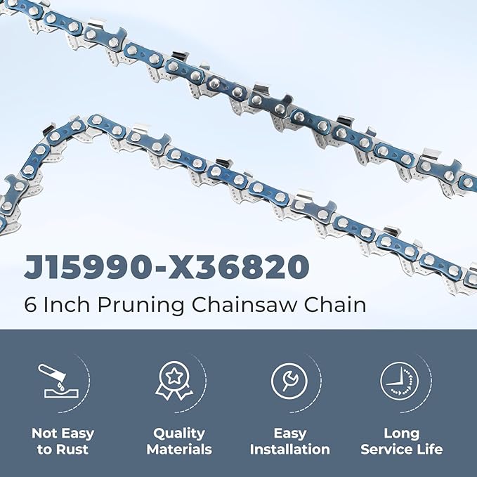 6 Inch Mini Chainsaw Chain Replacement for Saker 6 Inch Portable Electric Cordless Chainsaw,‎GJ15990-X36820 Chain Saw Blade,37 Drive Links 0.043" Gauge 1/4" LP Pitch (3 Pack)